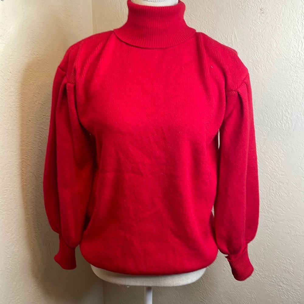 Aaron & Amber Turtle Neck Puff Sleeve Sweater